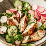 Radish Cucumber Salad with Black Pepper Chicken