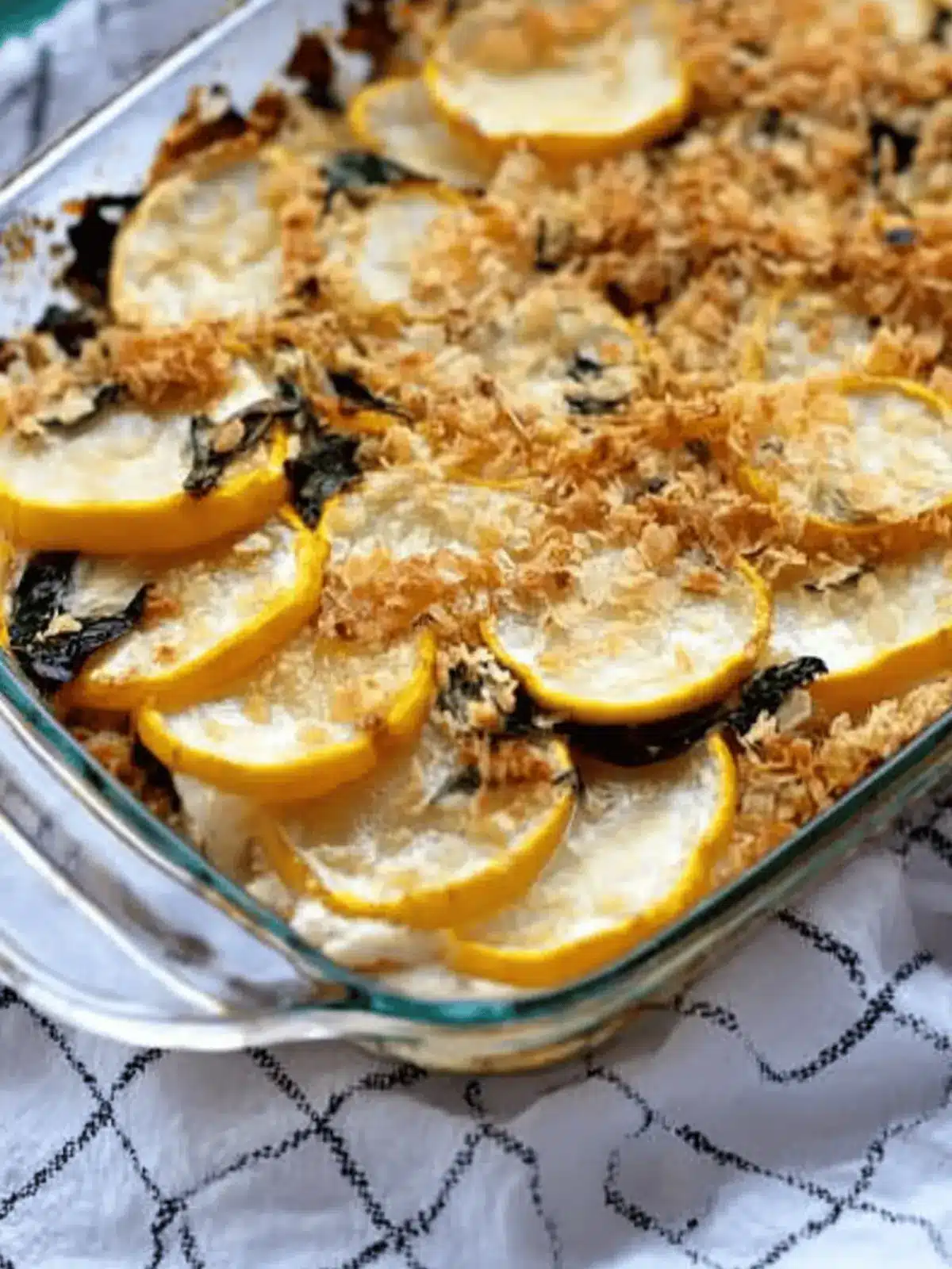 Delicious Pattypan Squash Bake with Basil and Crunchy Topping
