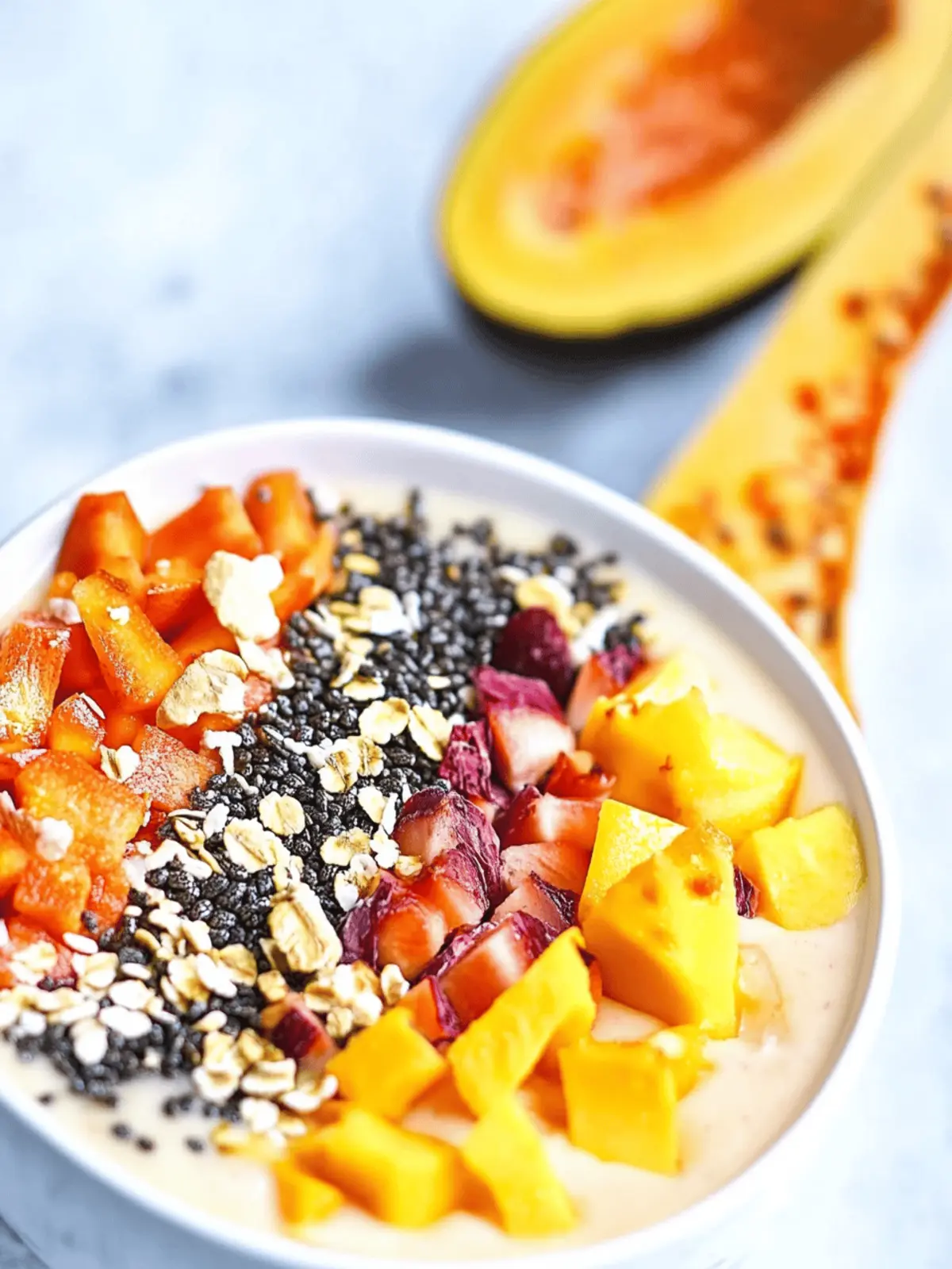 Tropical smoothie bowl with superfoods