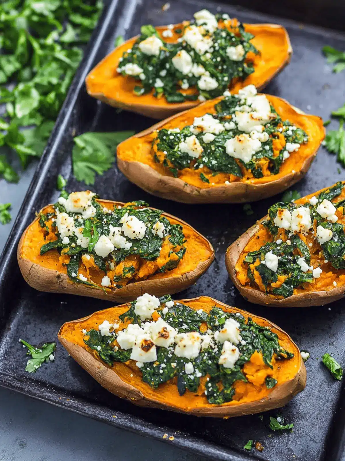 Spinach and Feta Stuffed Sweet Potatoes
