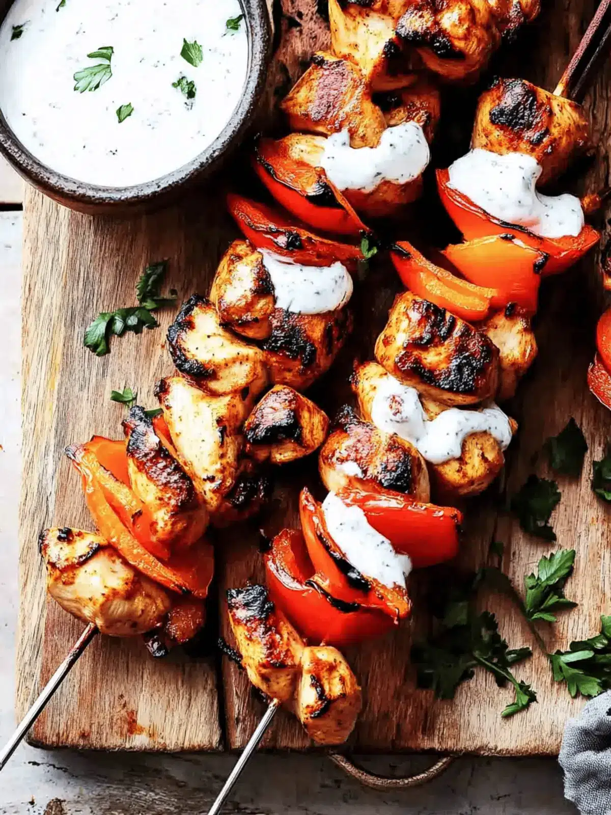Savor Mediterranean Chicken Kebabs with Garlic Yogurt Sauce