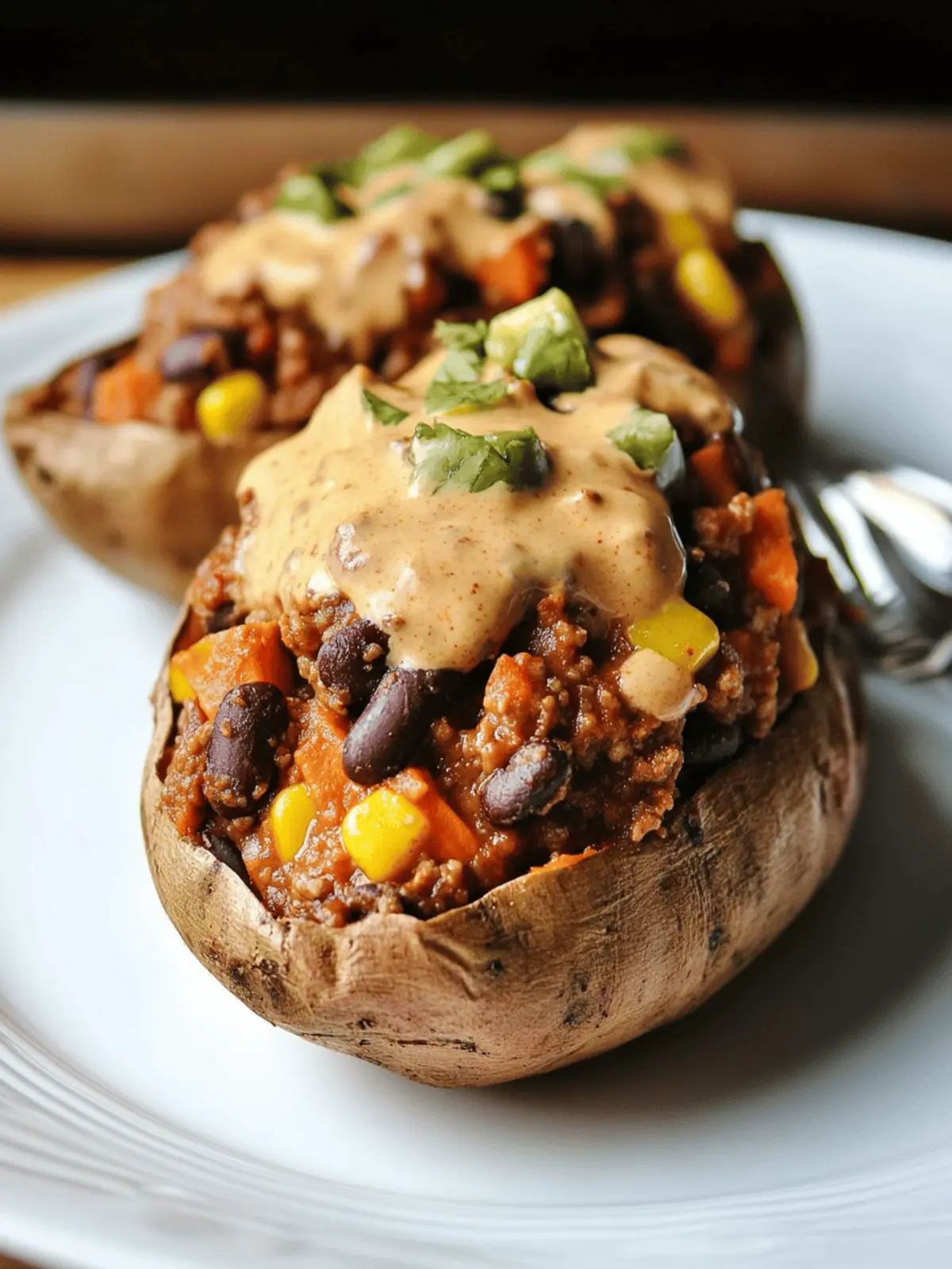 Vegan Chili Stuffed Sweet Potatoes