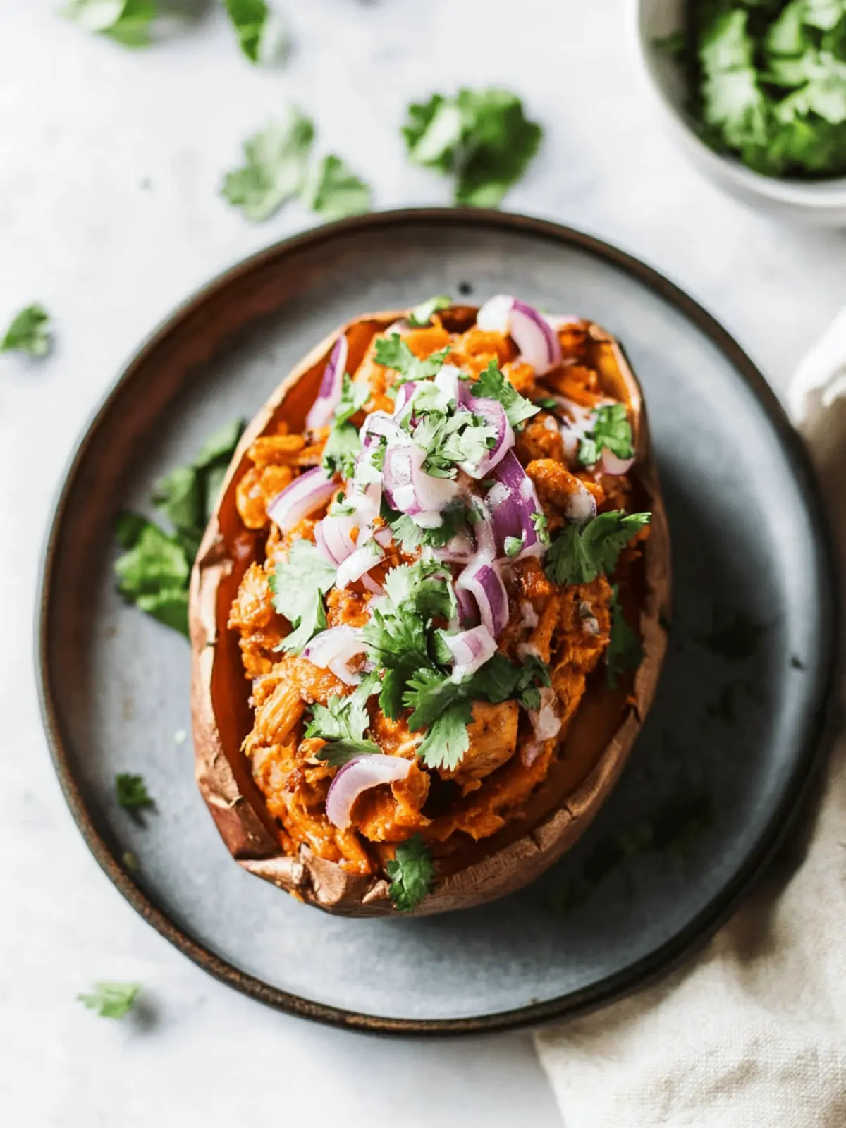 BBQ Chicken Stuffed Sweet Potatoes