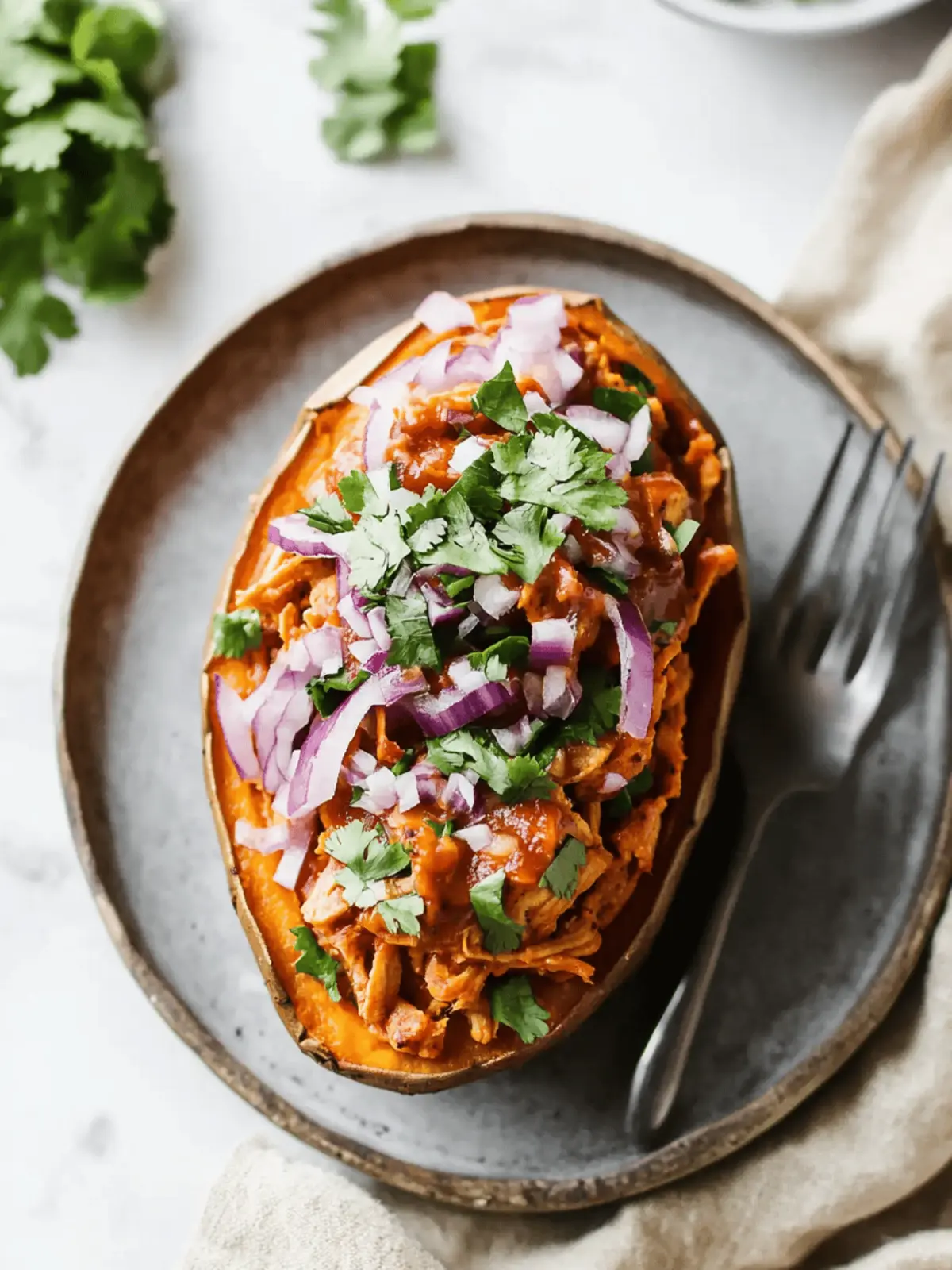 BBQ Chicken Stuffed Sweet Potatoes