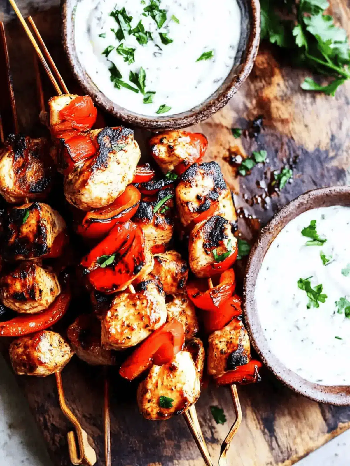 Savor Mediterranean Chicken Kebabs with Garlic Yogurt Sauce