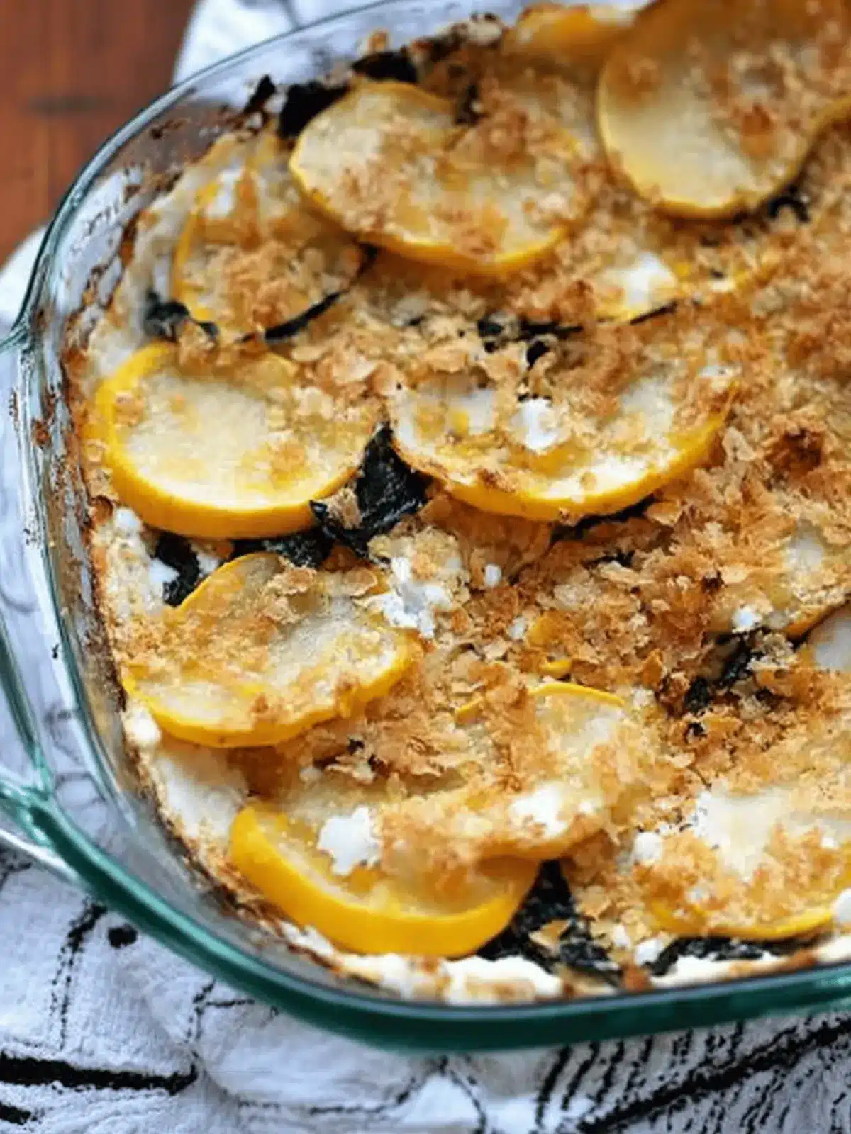 Delicious Pattypan Squash Bake with Basil and Crunchy Topping