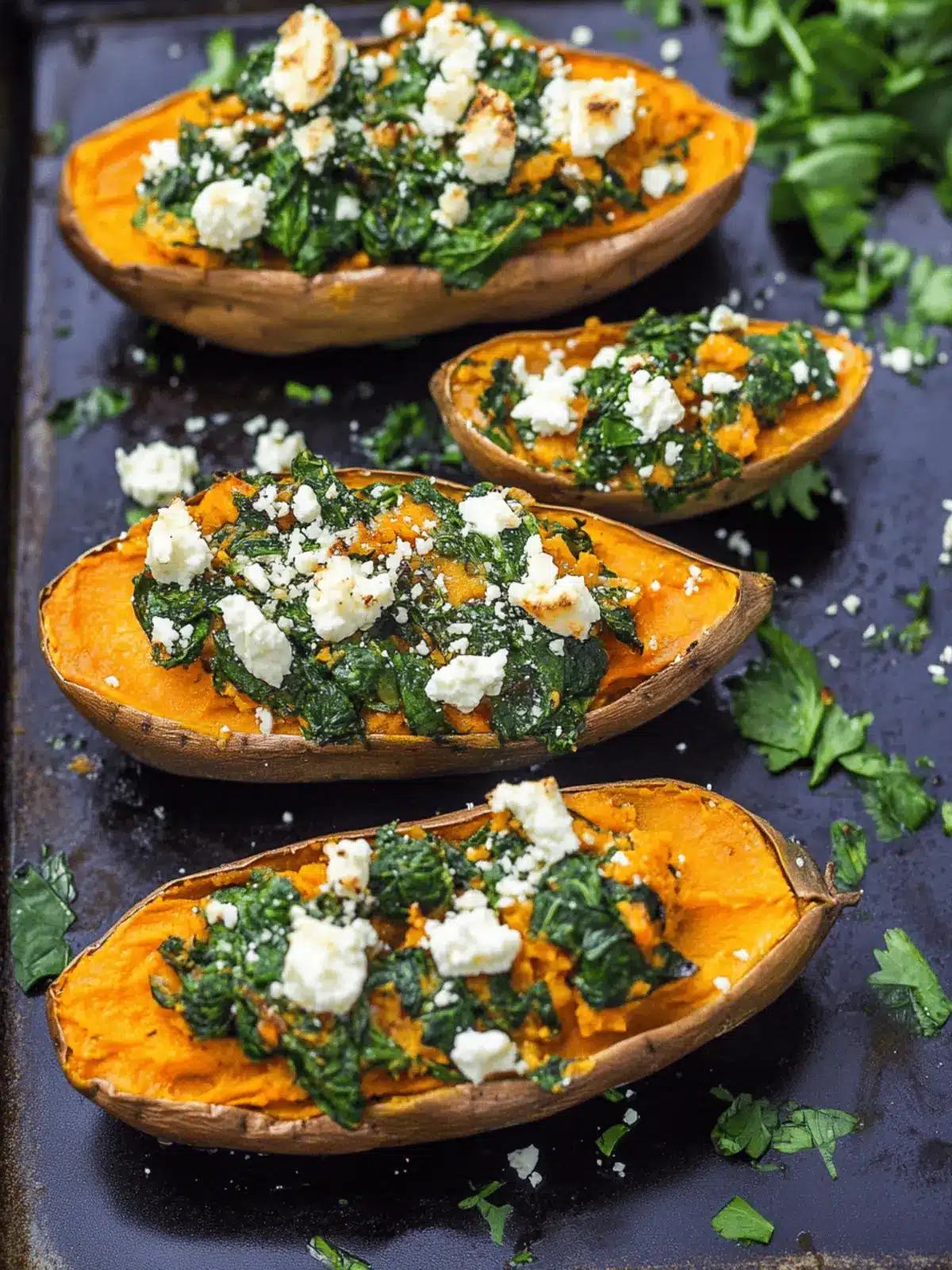 Spinach and Feta Stuffed Sweet Potatoes