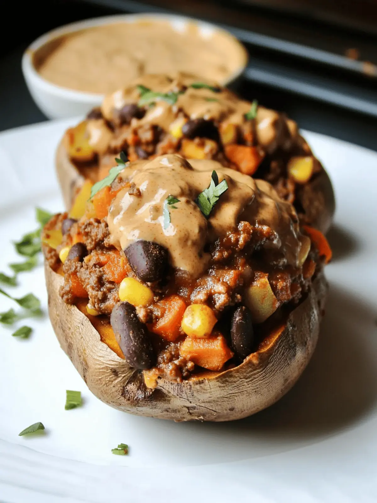 Vegan Chili Stuffed Sweet Potatoes