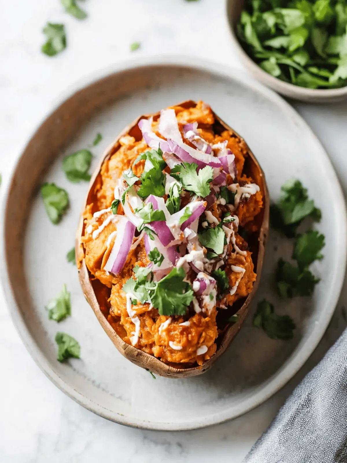 BBQ Chicken Stuffed Sweet Potatoes