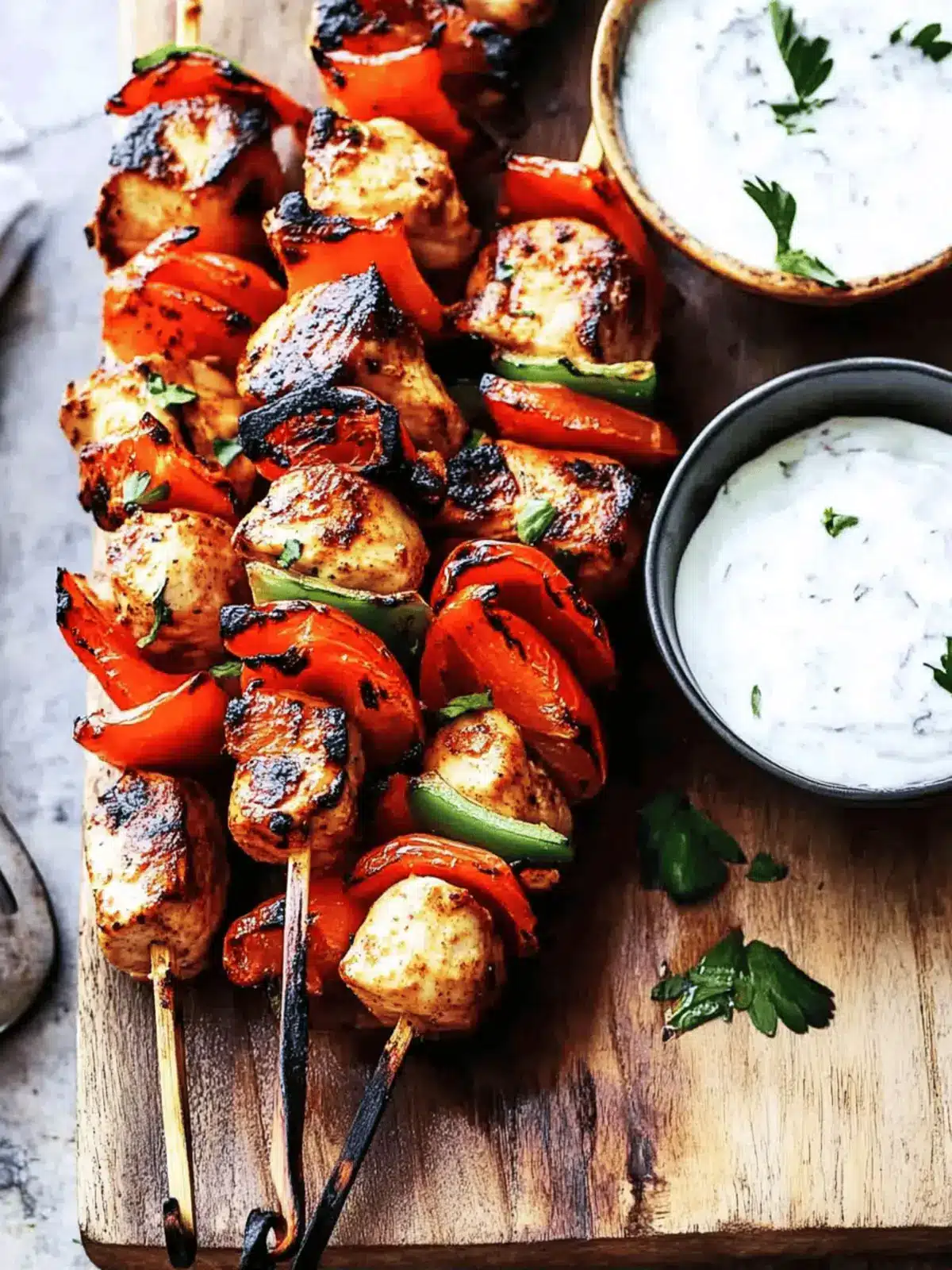 Savor Mediterranean Chicken Kebabs with Garlic Yogurt Sauce