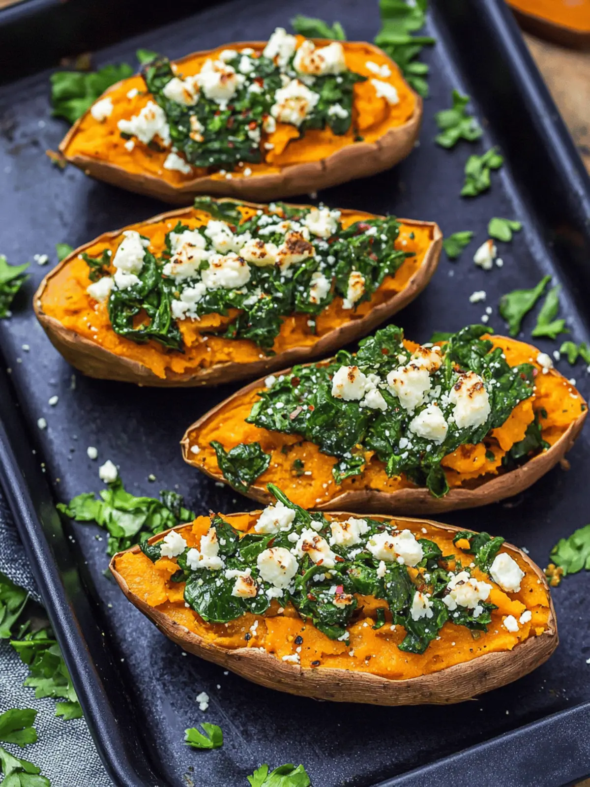 Spinach and Feta Stuffed Sweet Potatoes