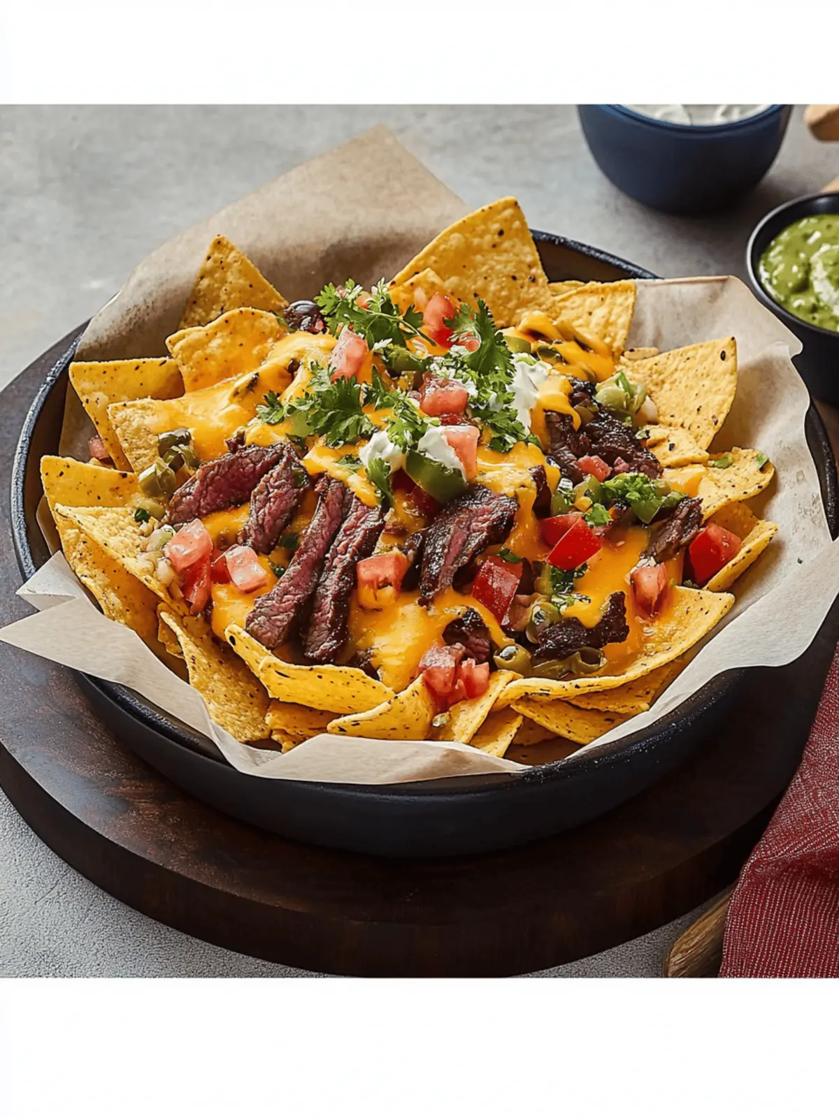 Nachos with Beer Cheese Sauce and Steak