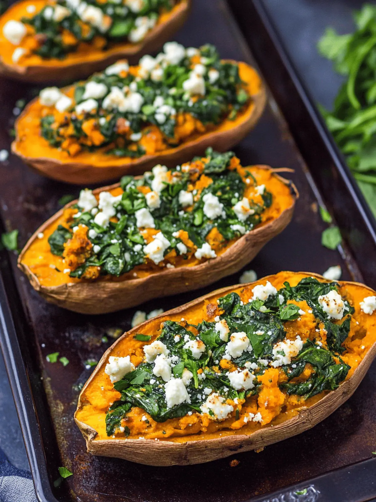 Spinach and Feta Stuffed Sweet Potatoes
