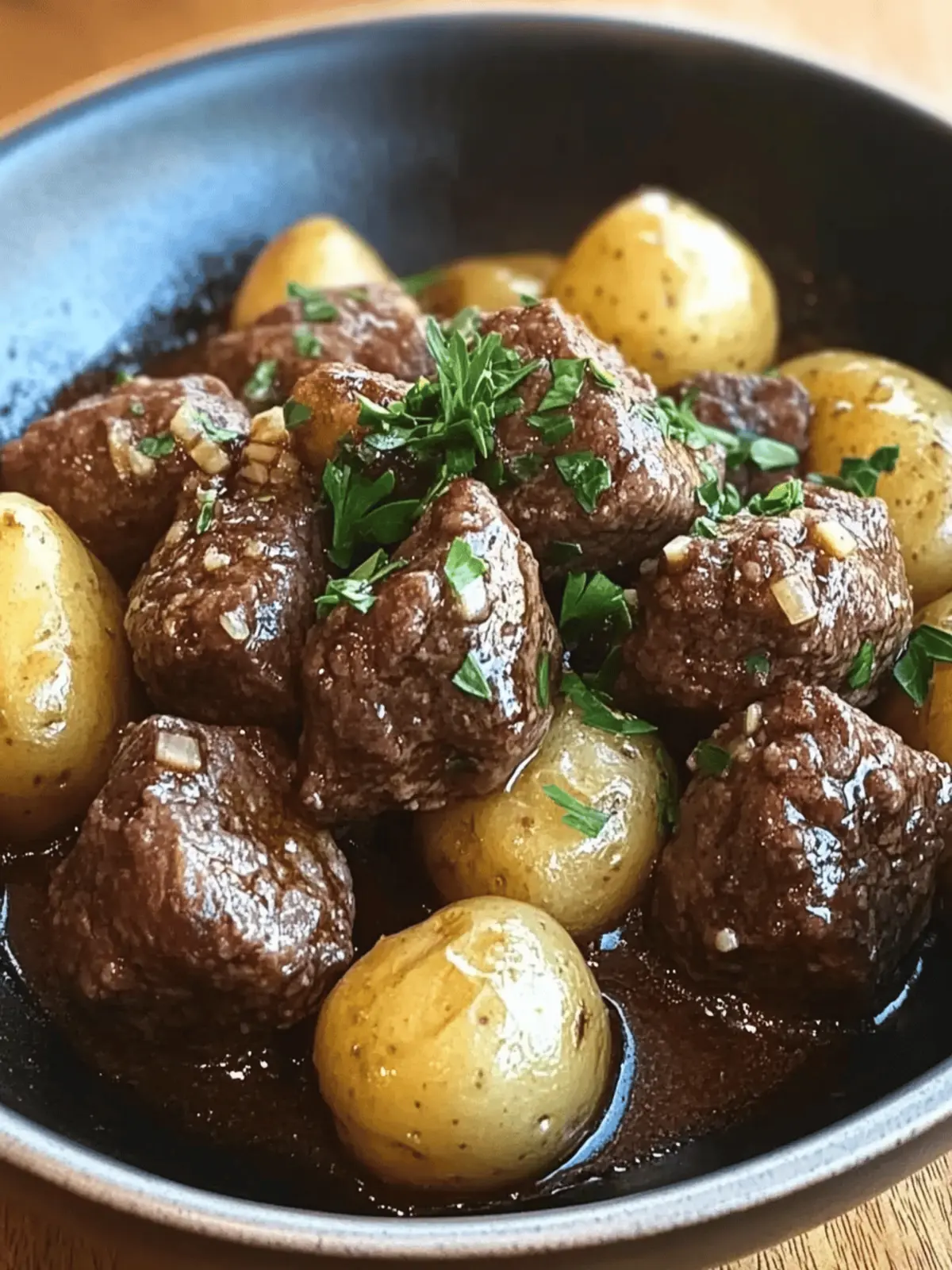 Garlic Butter Beef Bites & Potatoes make a perfect dinner