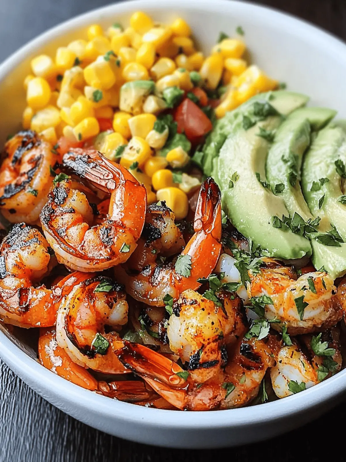 Grilled Shrimp Bowl with Avocado and Corn Salsa