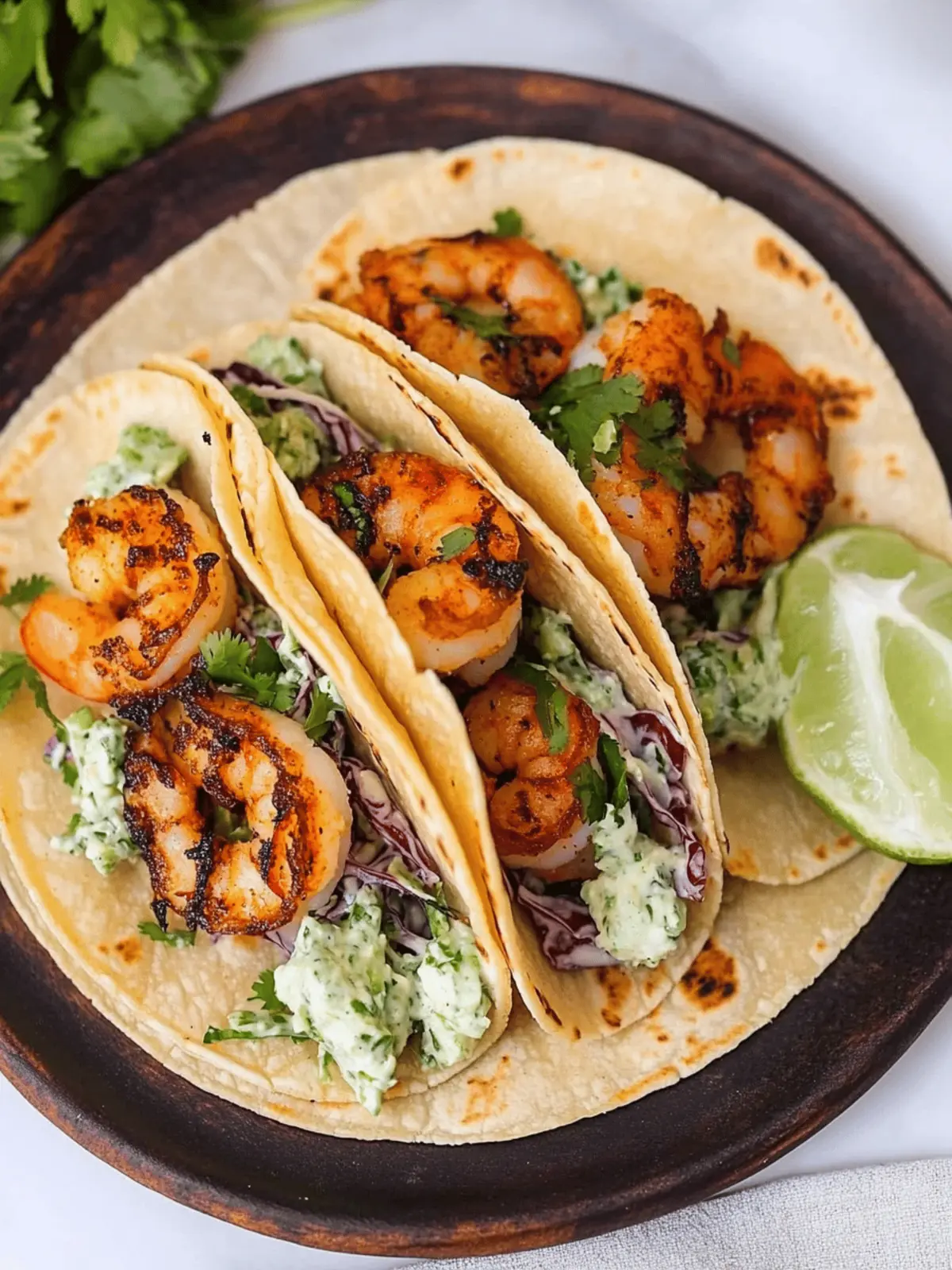 Cilantro Lime Shrimp Tacos with Creamy Slaw