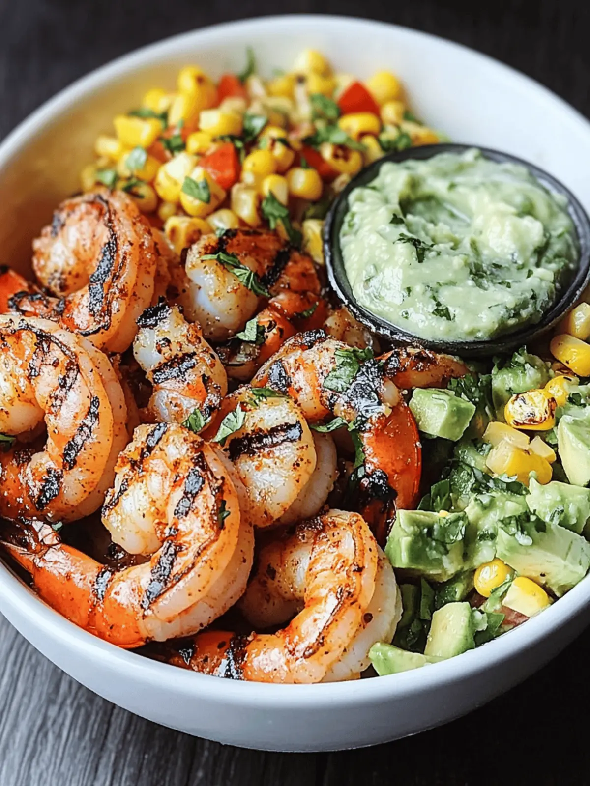 Grilled Shrimp Bowl with Avocado and Corn Salsa