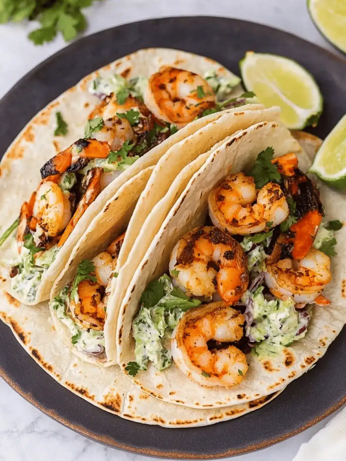 Cilantro Lime Shrimp Tacos with Creamy Slaw