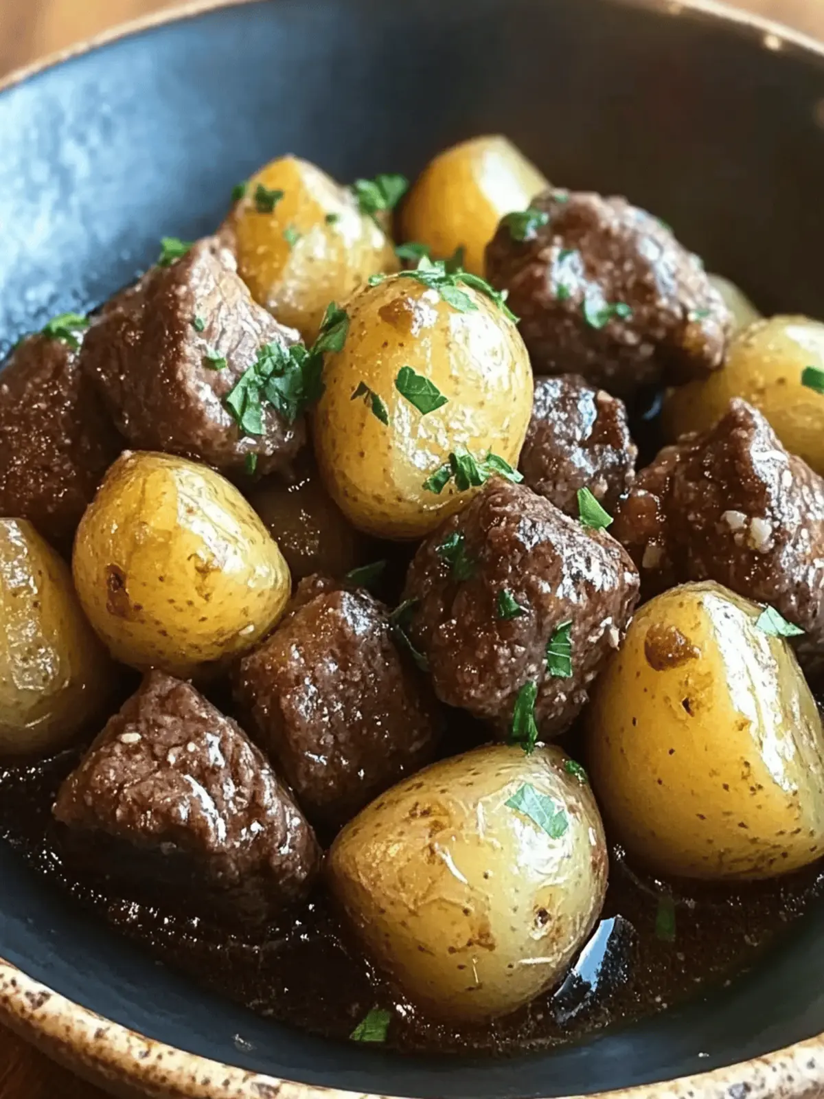 Garlic Butter Beef Bites & Potatoes make a perfect dinner