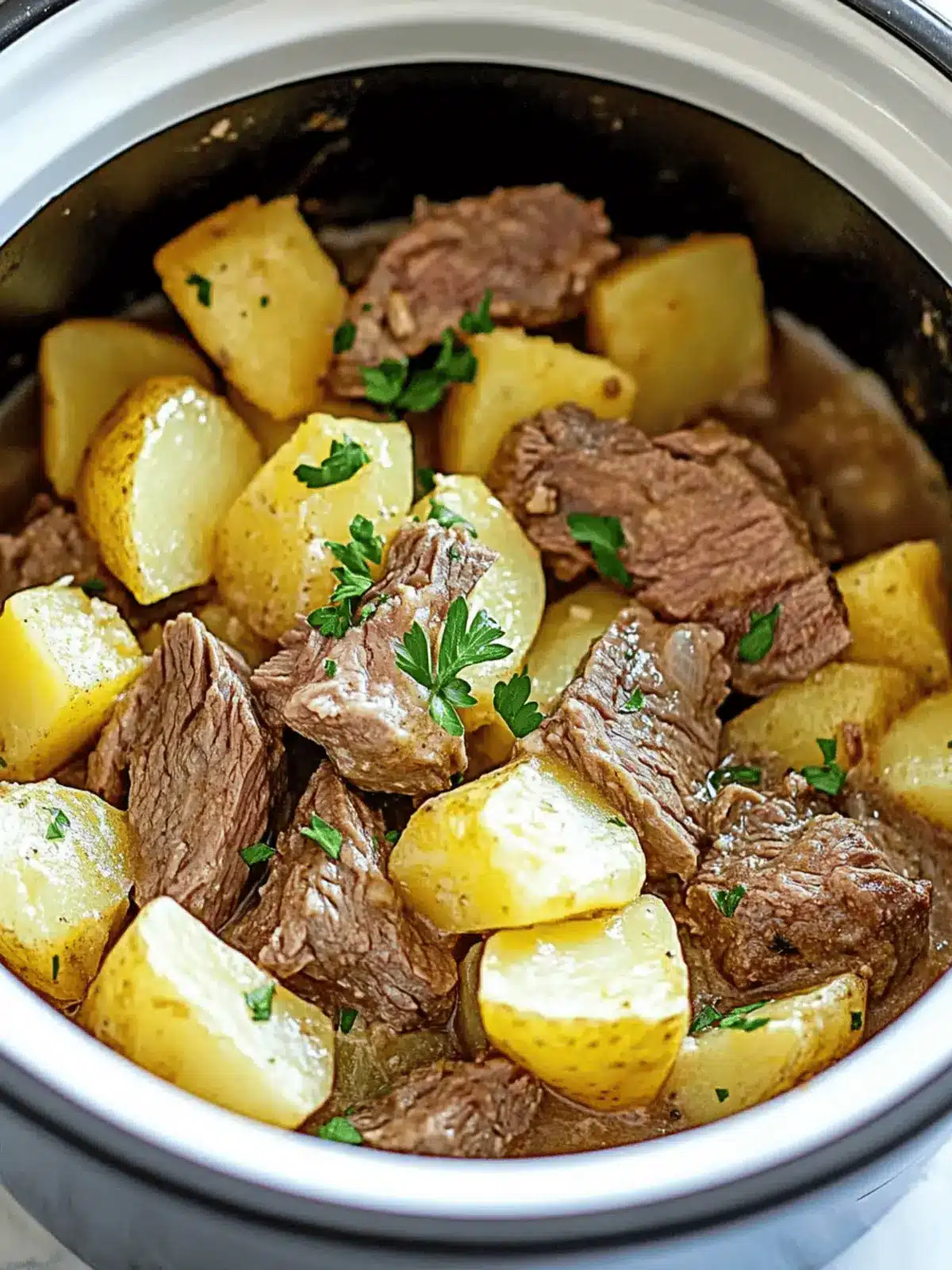 Slow Cooker Steak and Cheddar Potato Casserole
