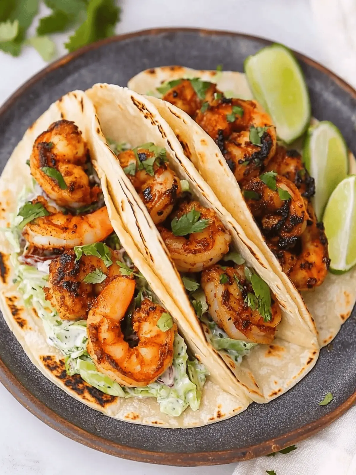 Cilantro Lime Shrimp Tacos with Creamy Slaw