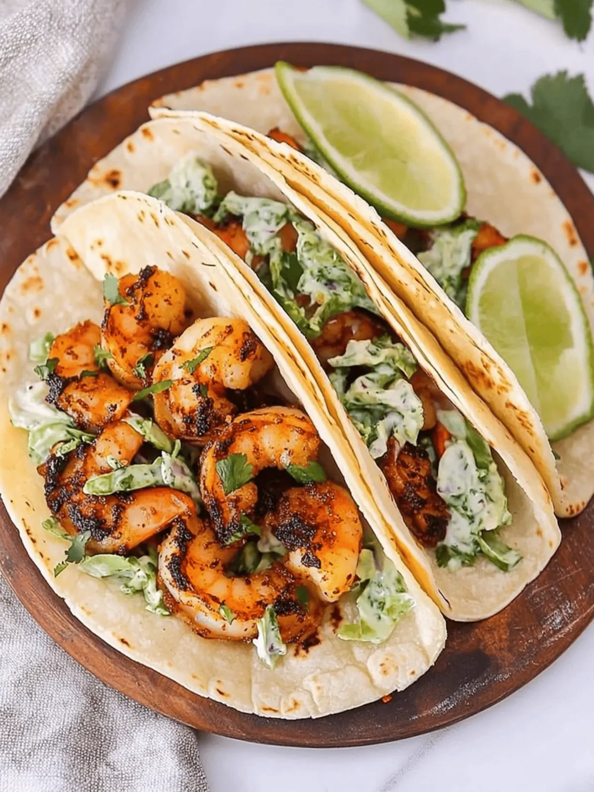 Cilantro Lime Shrimp Tacos with Creamy Slaw