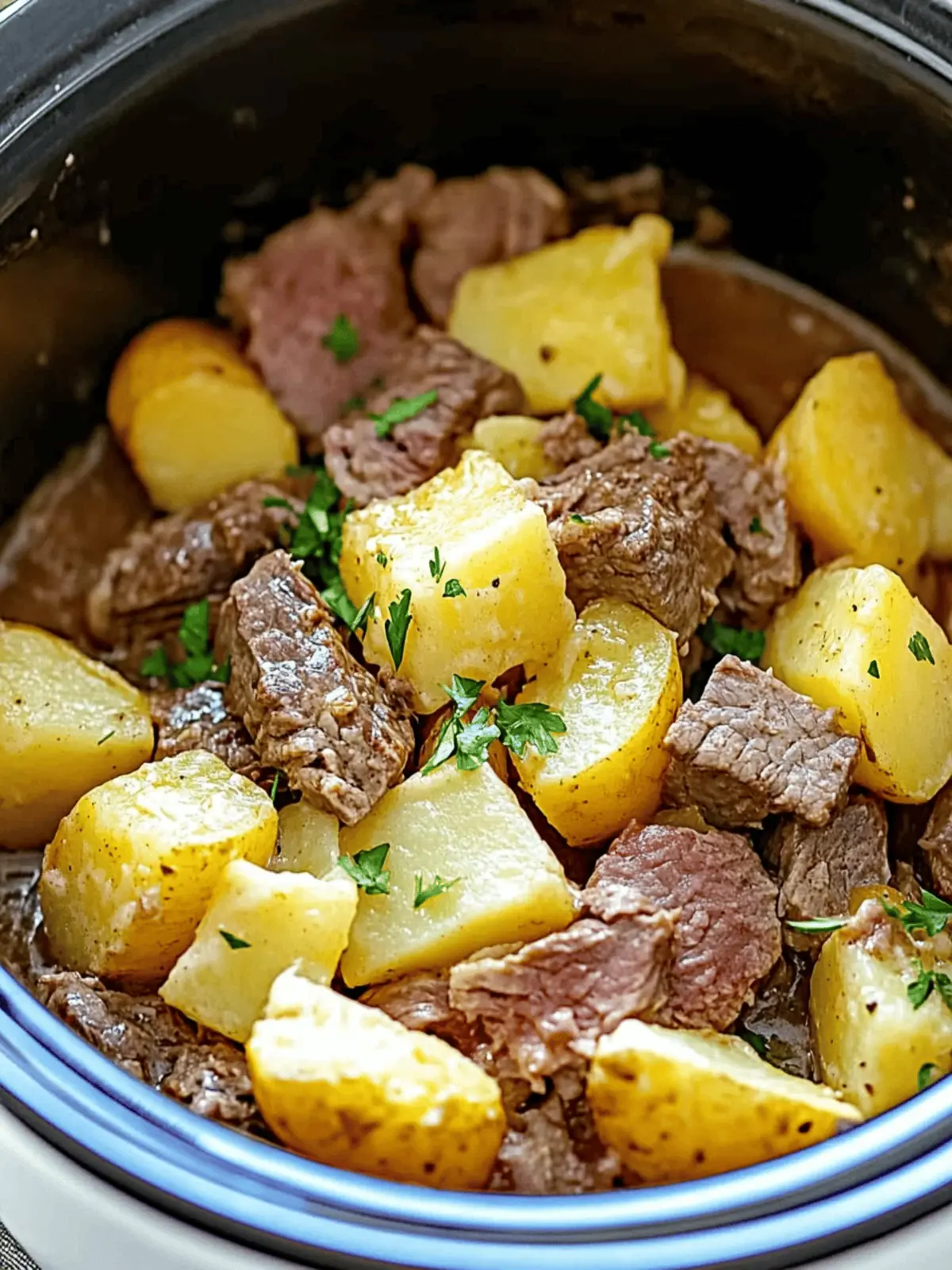Slow Cooker Steak and Cheddar Potato Casserole