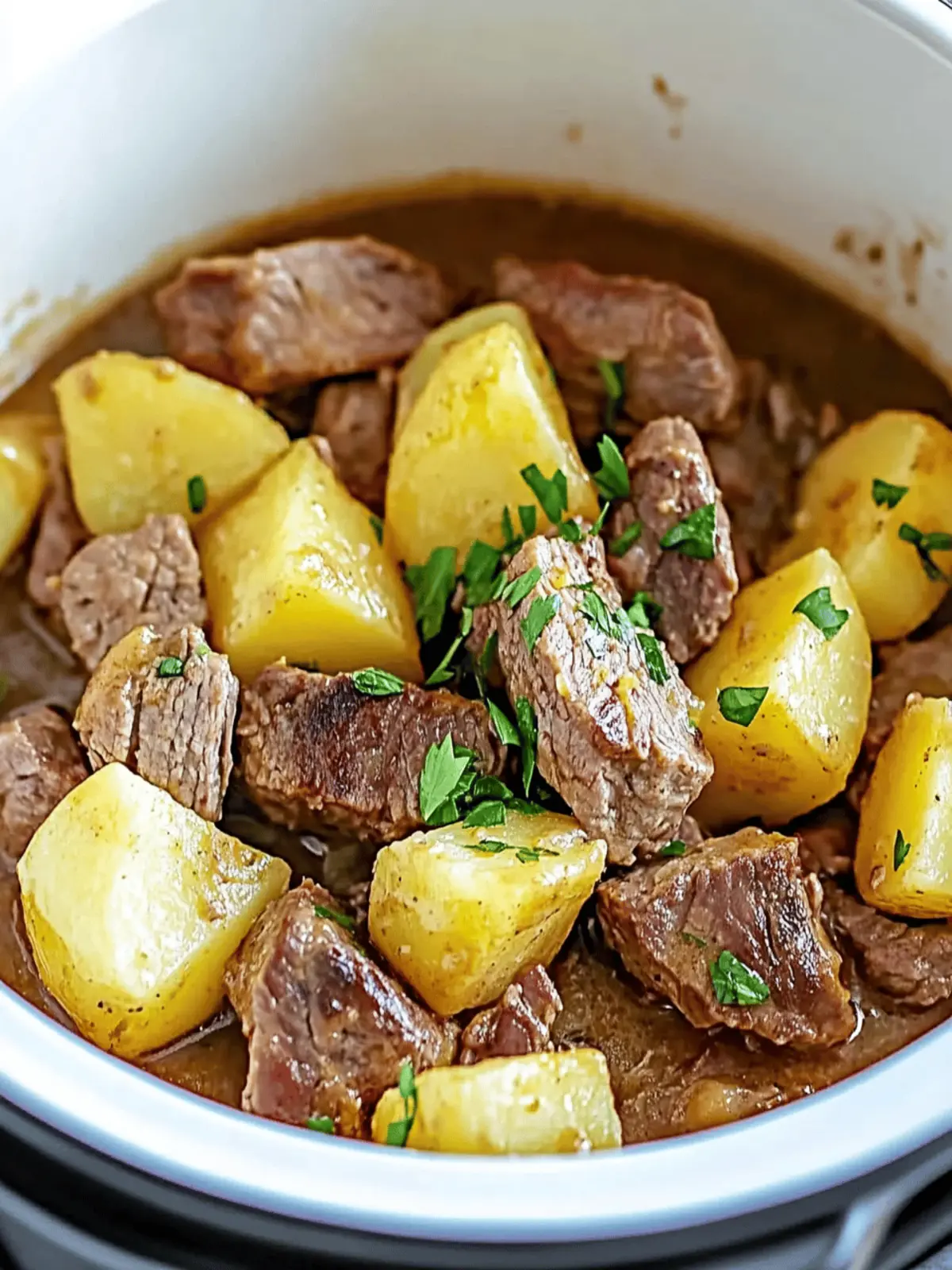 Slow Cooker Steak and Cheddar Potato Casserole
