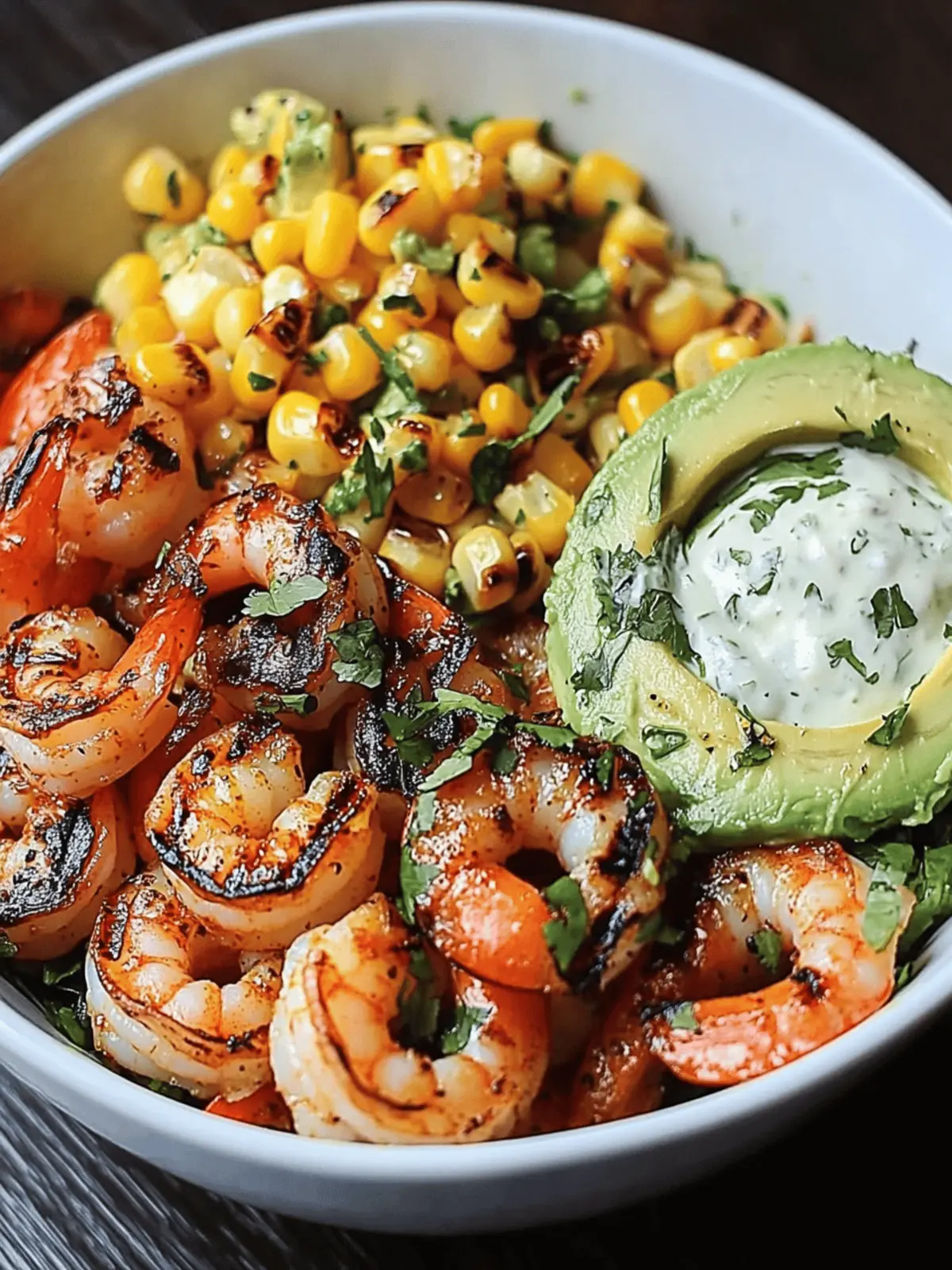 Grilled Shrimp Bowl with Avocado and Corn Salsa