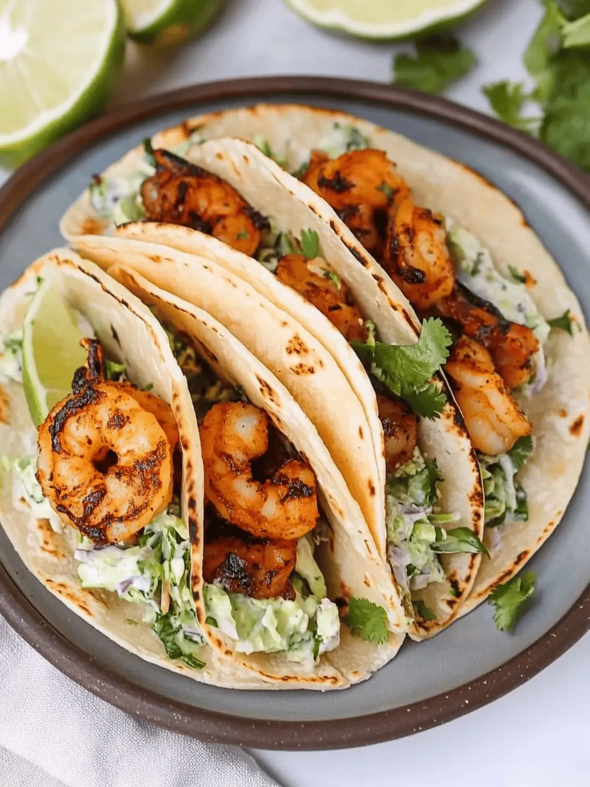 Cilantro Lime Shrimp Tacos with Creamy Slaw