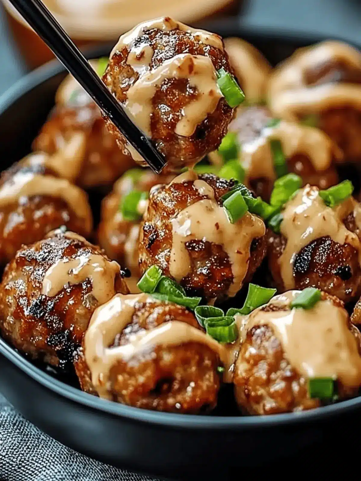 Korean BBQ Meatballs with Spicy Mayo Dip