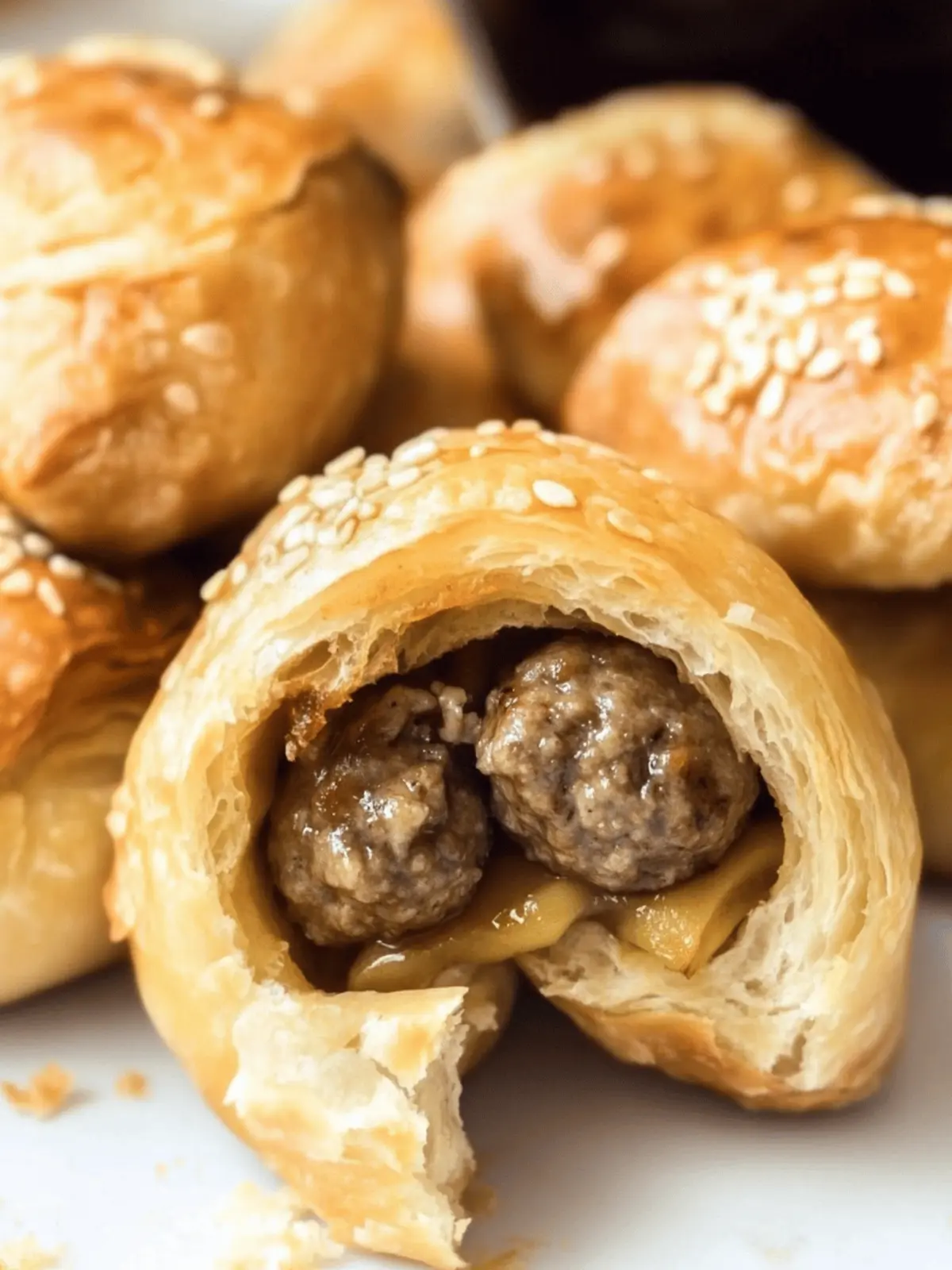 Cheeseburger Meatball Stuffed Crescent Rolls