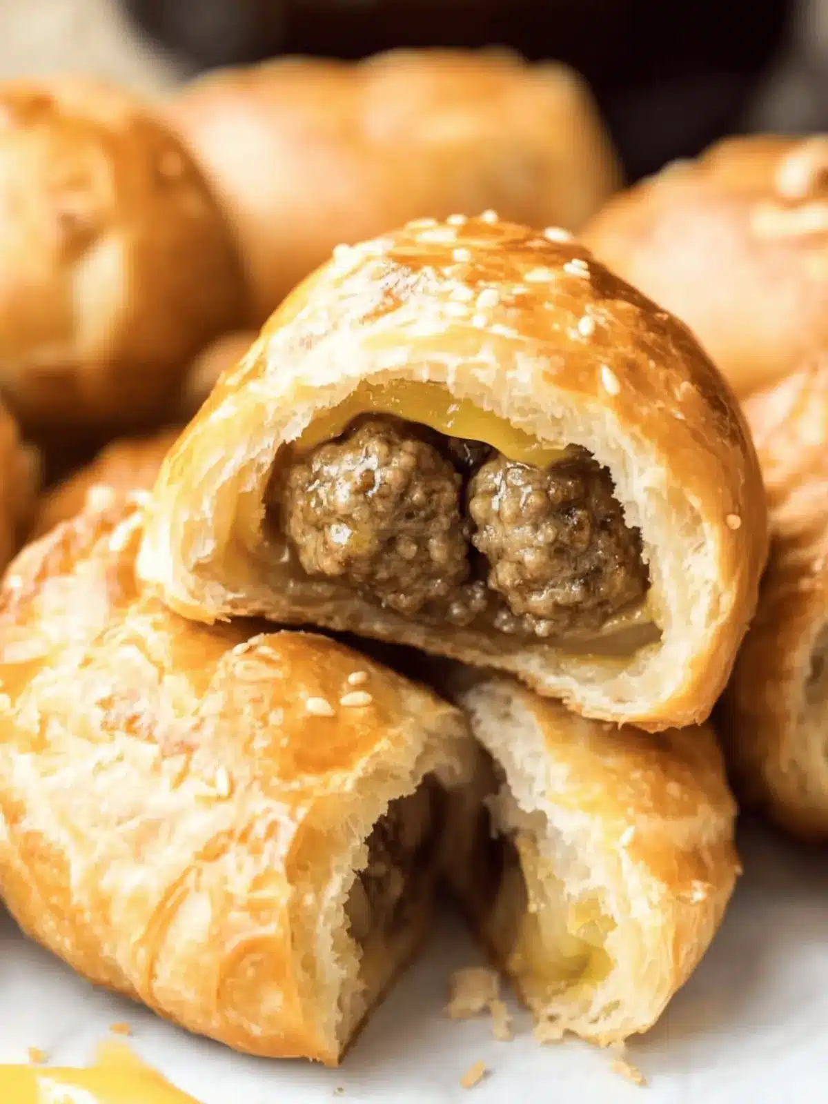 Cheeseburger Meatball Stuffed Crescent Rolls