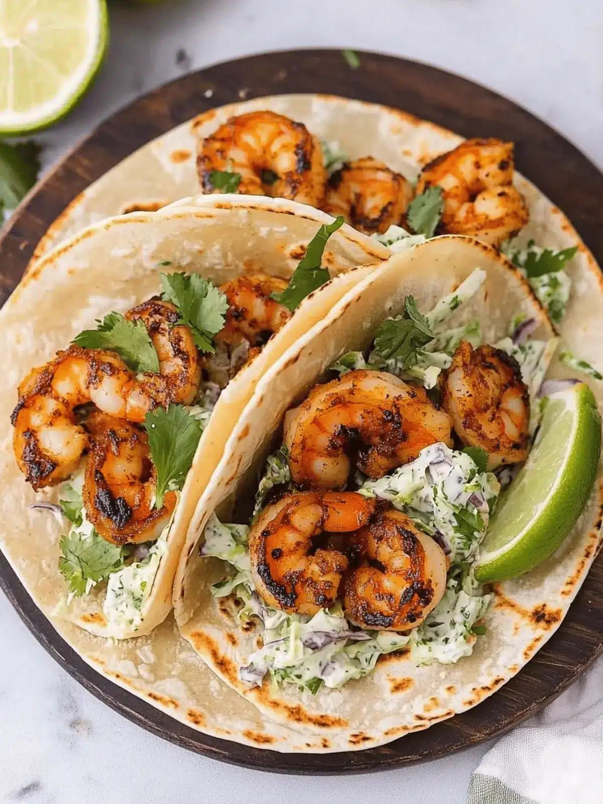 Cilantro Lime Shrimp Tacos with Creamy Slaw