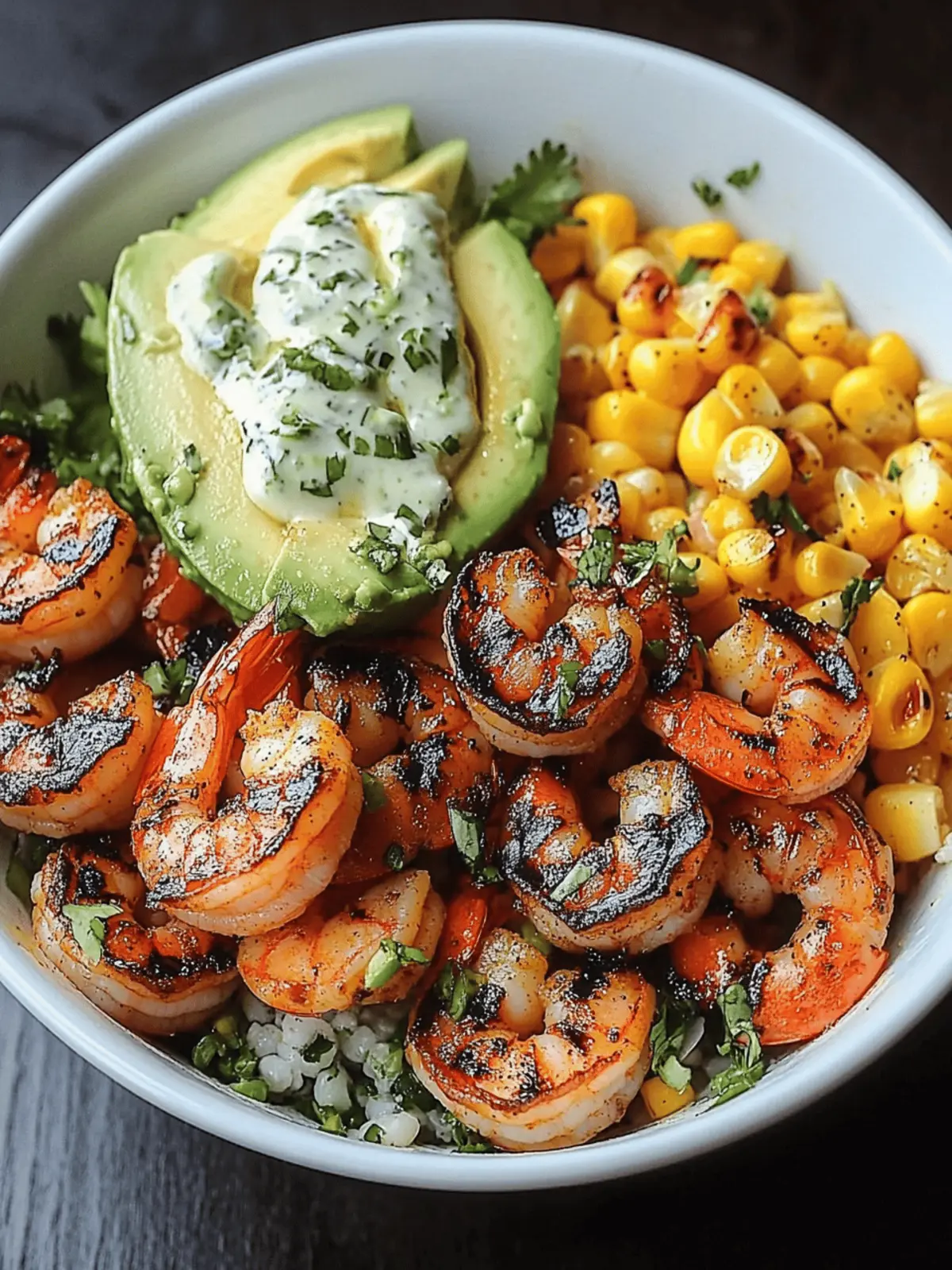 Grilled Shrimp Bowl with Avocado and Corn Salsa