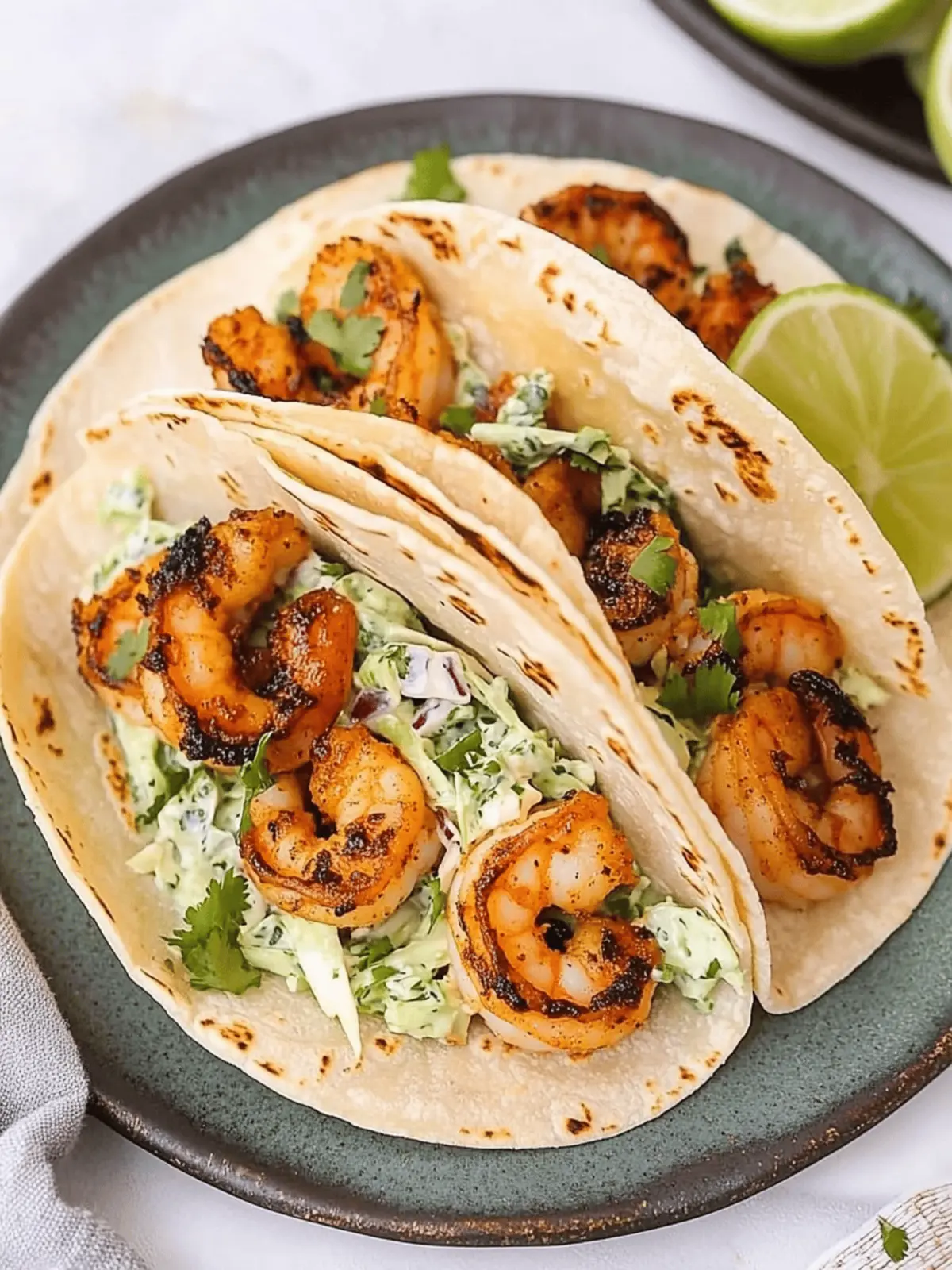 Cilantro Lime Shrimp Tacos with Creamy Slaw